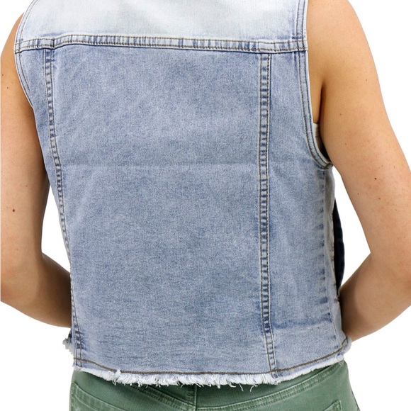 Light Wash Soft Denim Vest - Picture 3 of 8